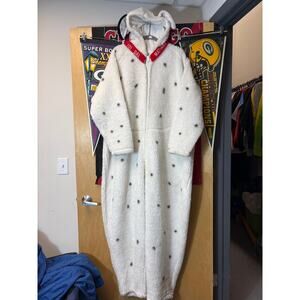 Vintage 90s 101 Dalmatians Costume Mens 2XL White Disney Fluffy Hoodie One Piece
